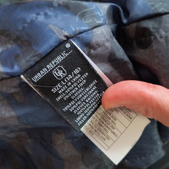 Kids Urban Republic Black and Gray Hooded Bomber Jacket - Picture 7 of 10